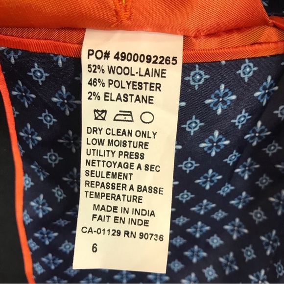 Tallia Boys Solid Navy Wool Blend Suit Size 6 - Picture 4 of 8